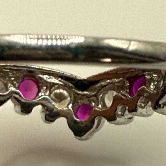 Sapphire Ring Avon RJ Graziano, Silver, Tested Stones, Pink & Clear - Picture 8 of 13